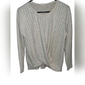 Les Amis Women's Cream Long Sleeve Top, Faux Knot Front Great Condition